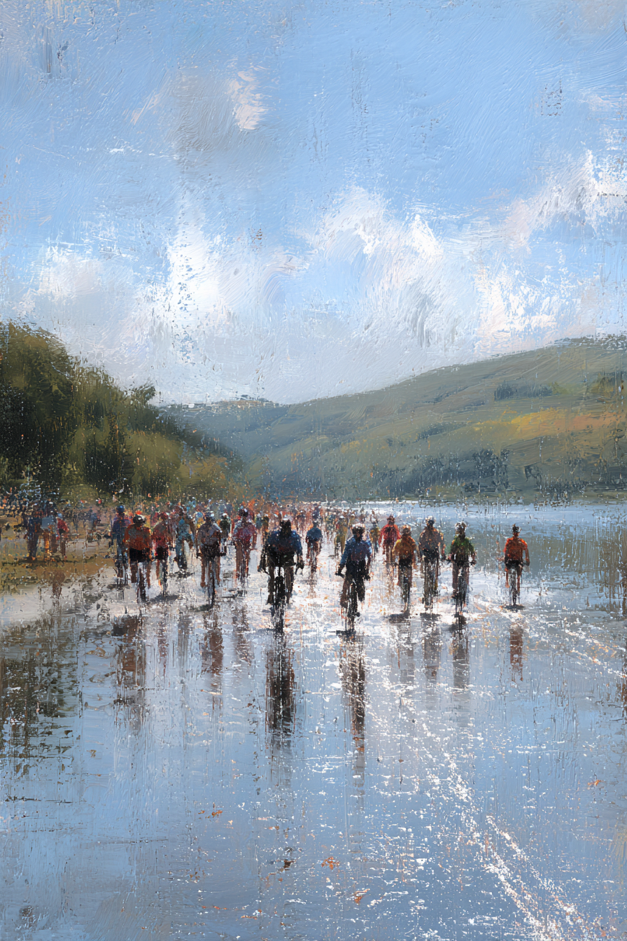 Strandlandschaft Mit Menschen Unter Cloudy Himmel | Sport und Bewegung | Themen und Hobbys