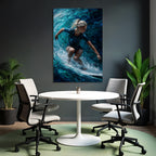 Surfen Auf Der Welle Kunstwerk Blau Teal