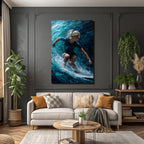 Surfen Auf Der Welle Kunstwerk Blau Teal