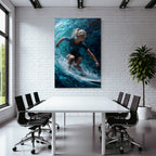 Surfen Auf Der Welle Kunstwerk Blau Teal