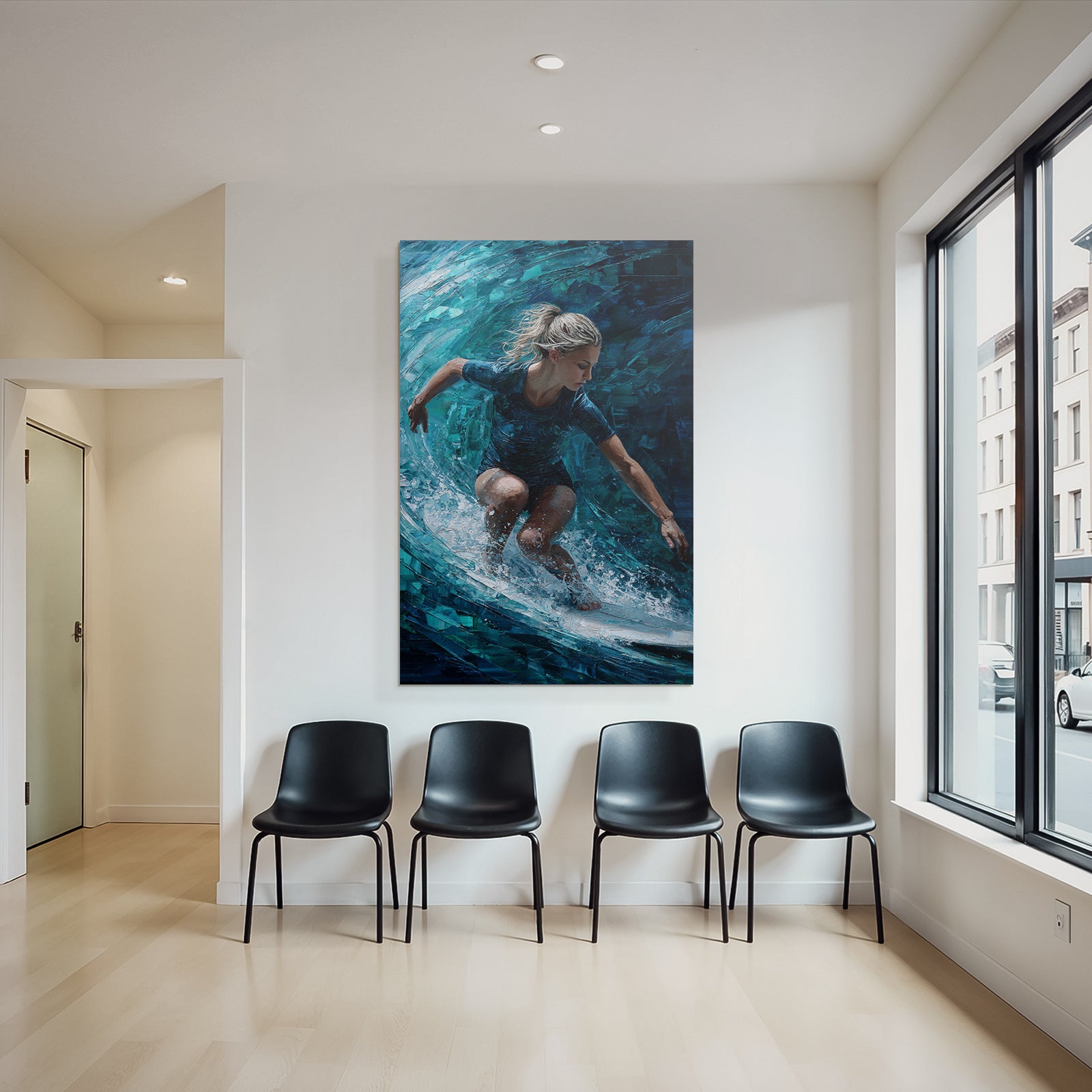 Surfen Auf Der Welle Kunstwerk Blau Teal