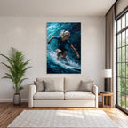 Surfen Auf Der Welle Kunstwerk Blau Teal