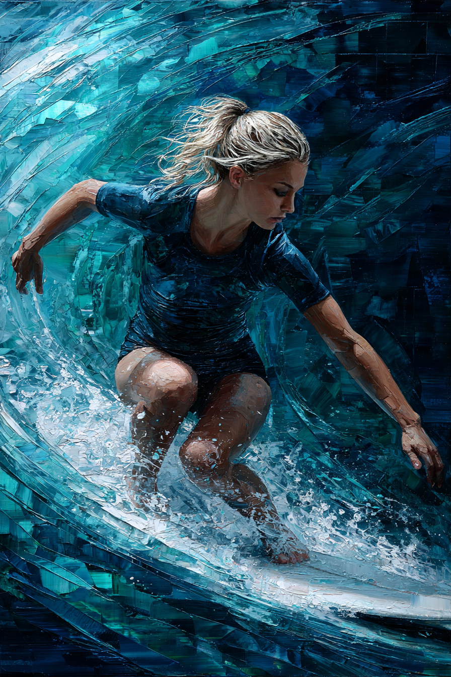 Surfen Auf Der Welle Kunstwerk Blau Teal | Sport und Bewegung | Themen und Hobbys