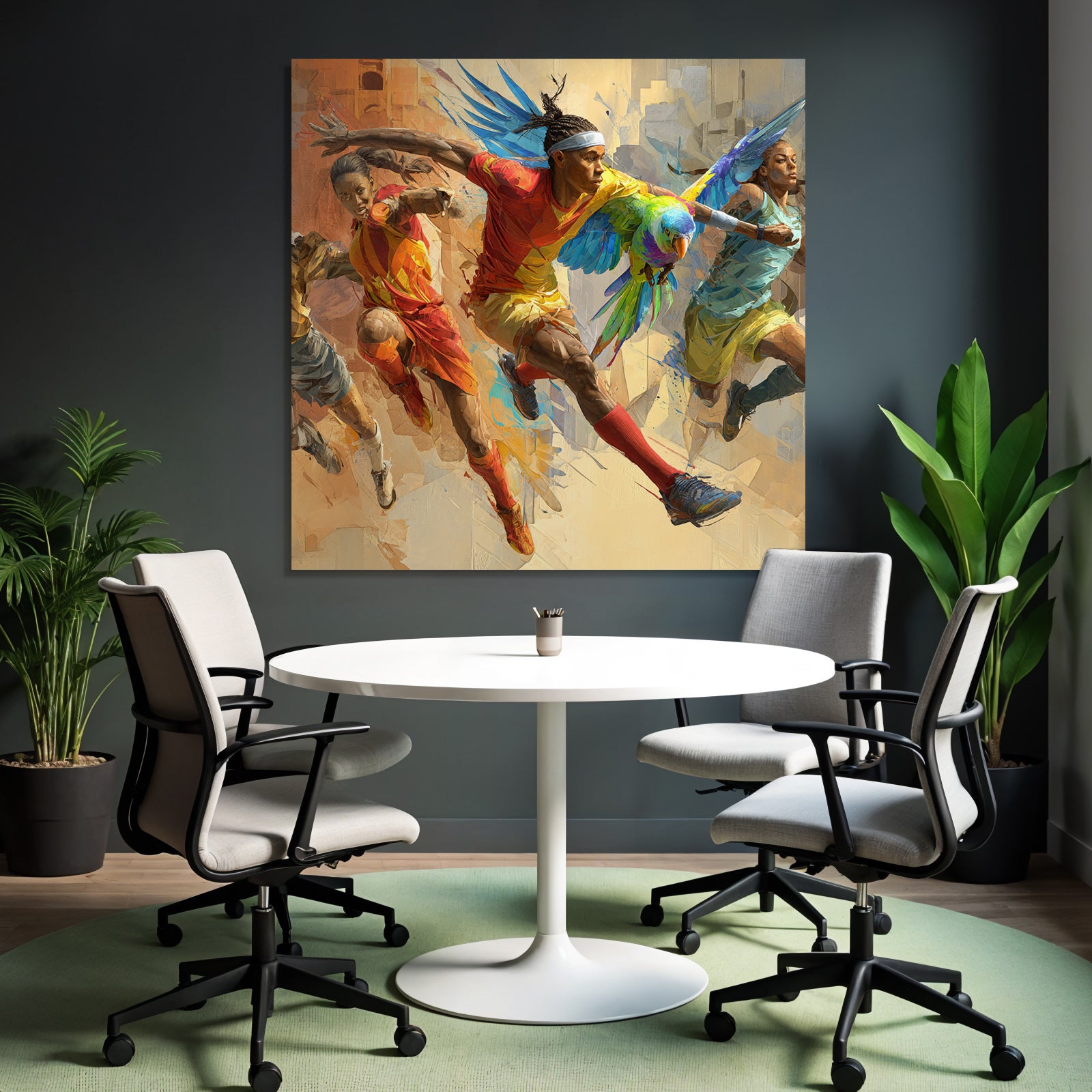 Athleten Mit Parrot Im Sport Event Ausschnitt