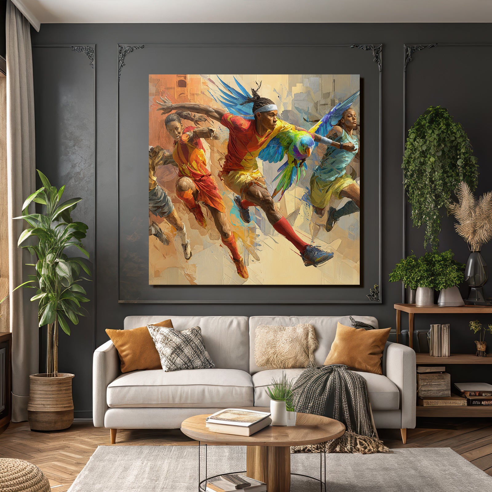 Athleten Mit Parrot Im Sport Event Ausschnitt