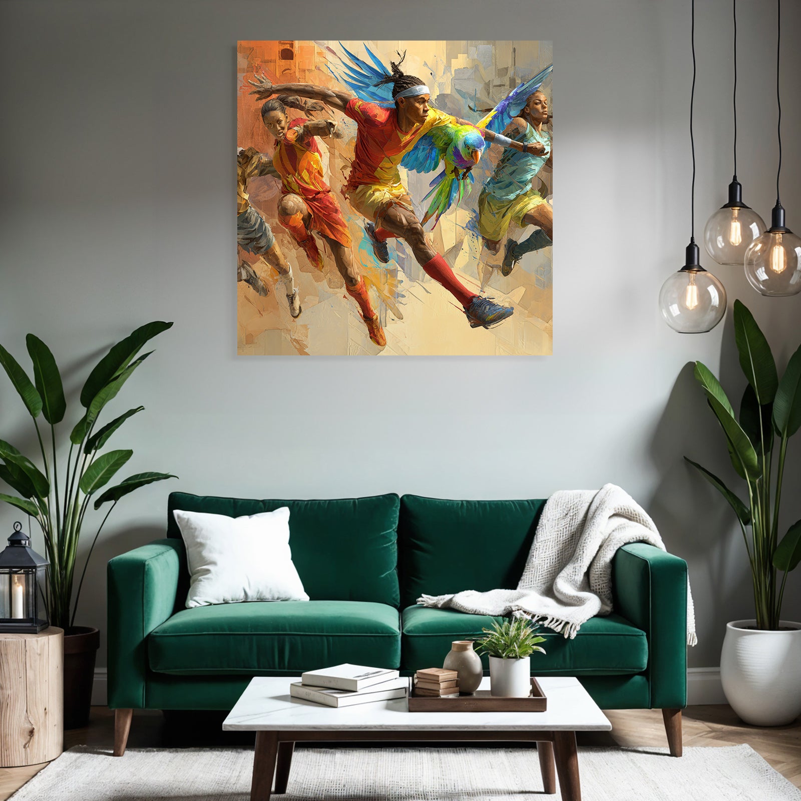 Athleten Mit Parrot Im Sport Event Ausschnitt