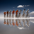 Cyclying Im Der Wüste Sand Und Nasse Oberfläche Bei Blaüm Himmel | Sport und Bewegung | Themen und Hobbys
