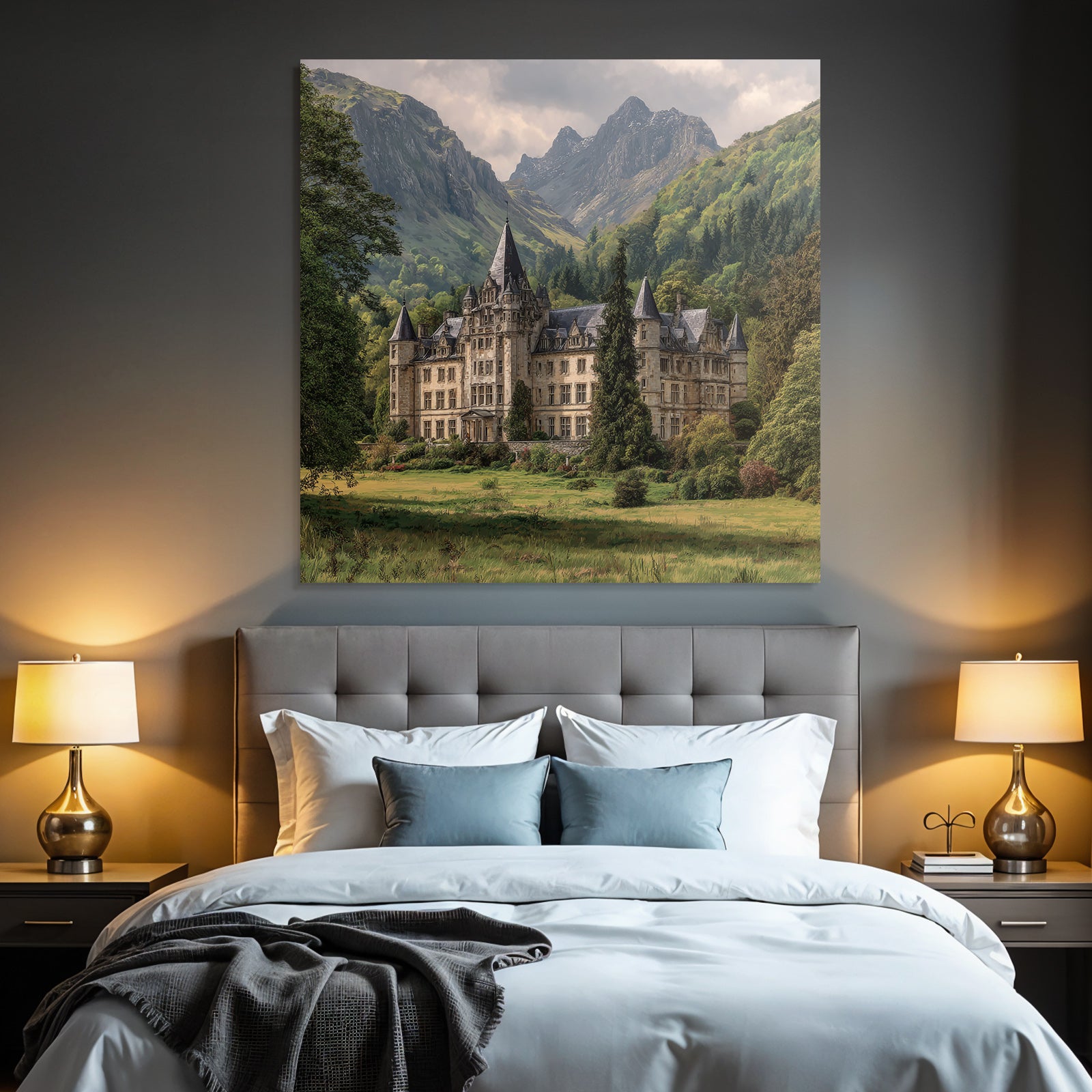 Grosses Ornate Schloss In Einer Idyllischen Landlandschaft