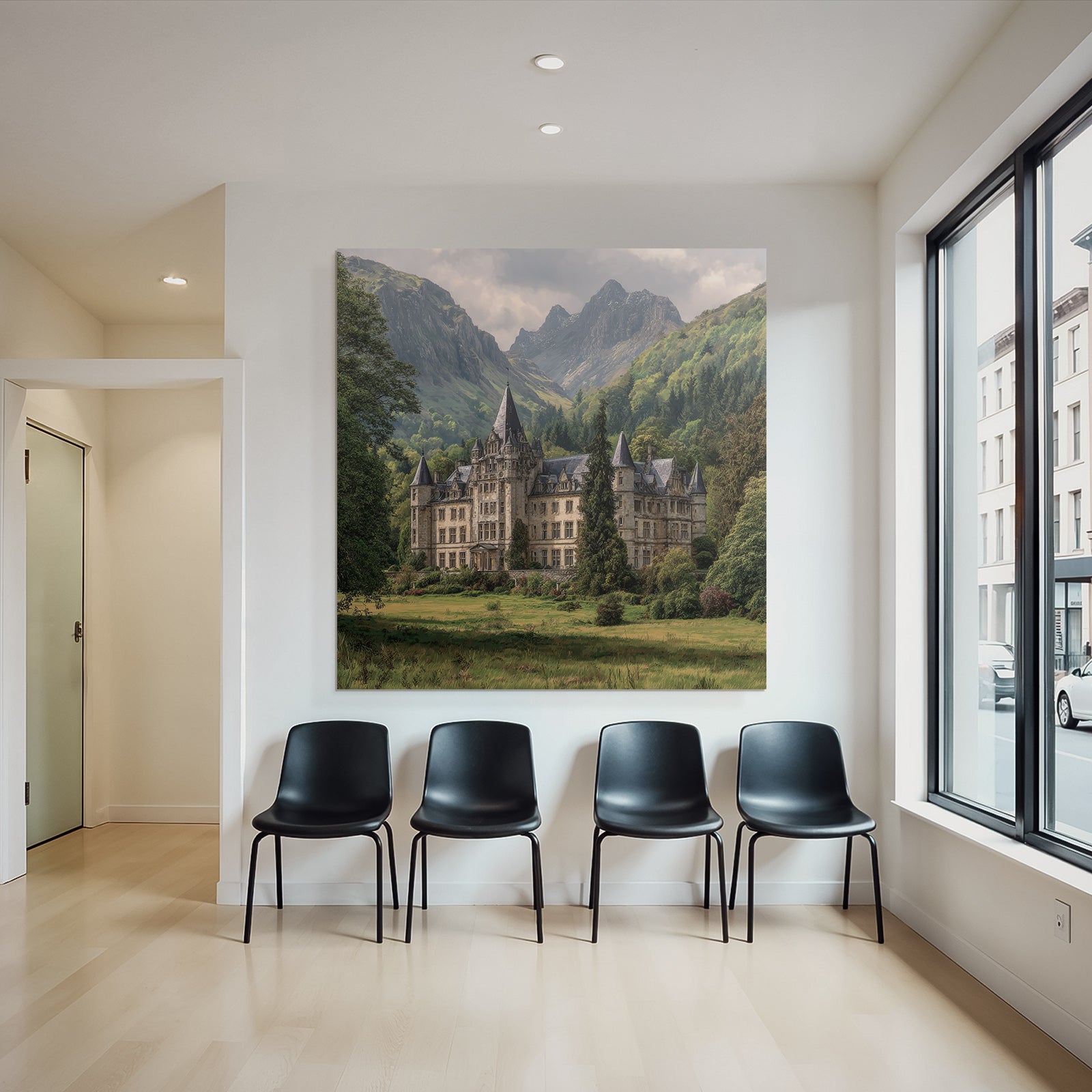 Grosses Ornate Schloss In Einer Idyllischen Landlandschaft