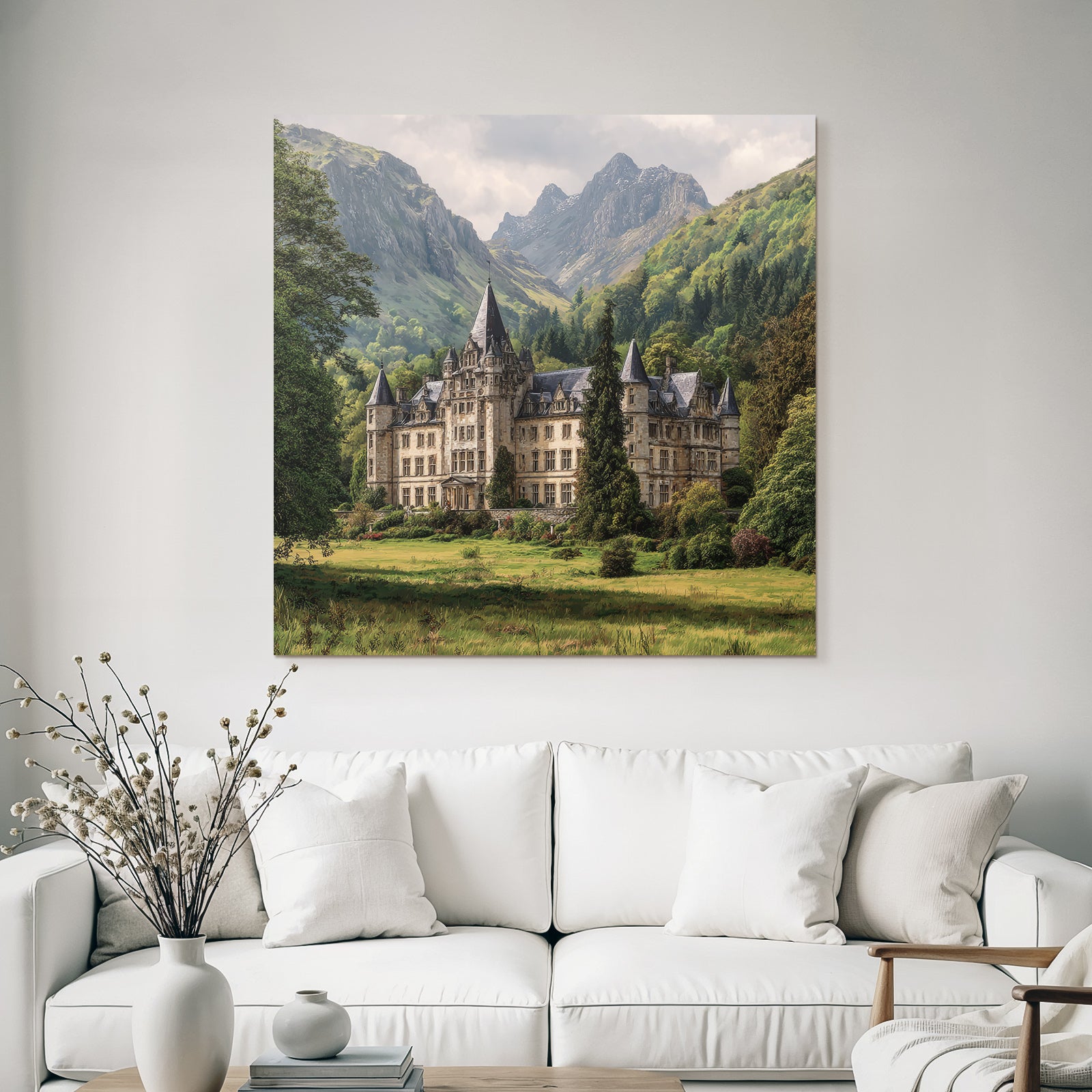 Grosses Ornate Schloss In Einer Idyllischen Landlandschaft