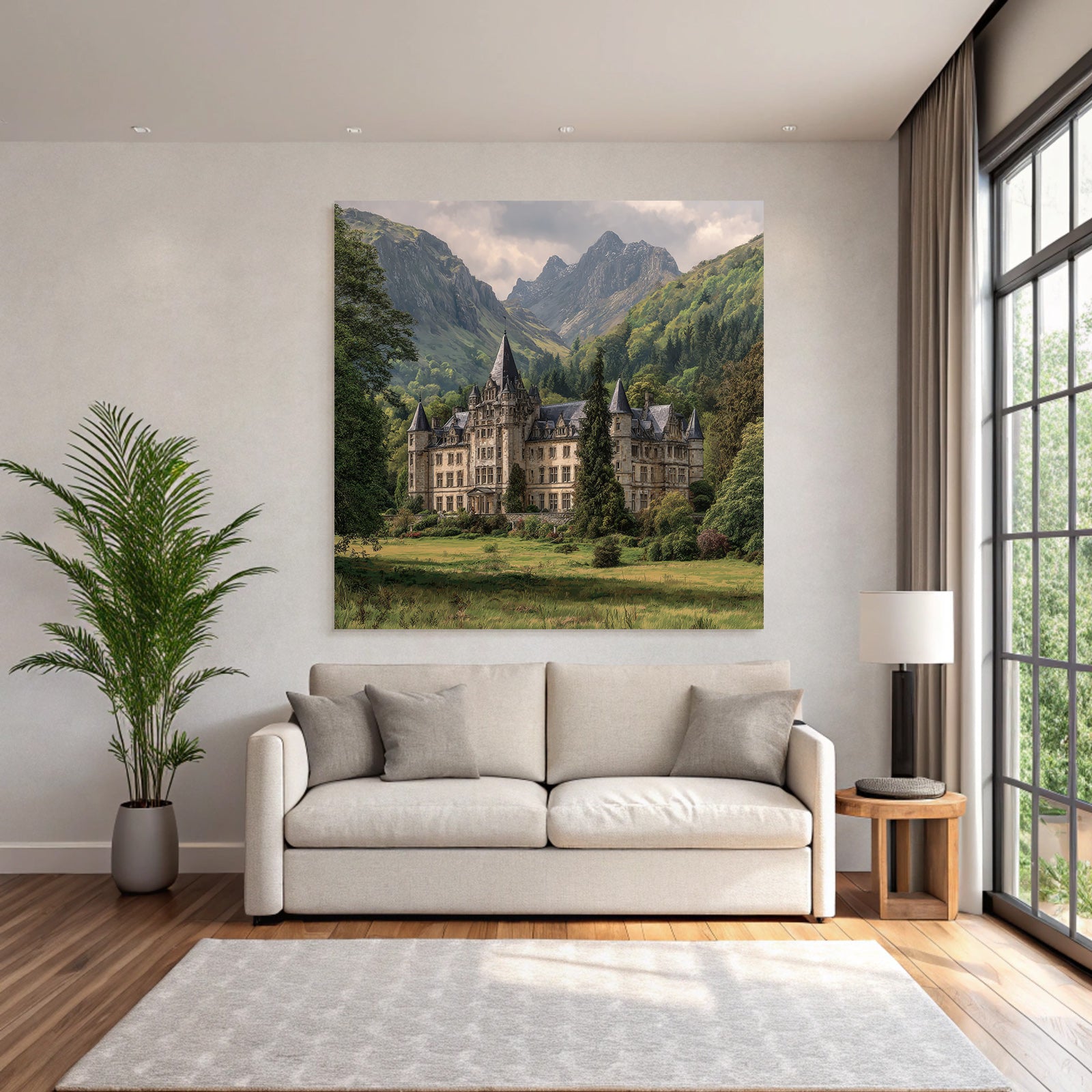 Grosses Ornate Schloss In Einer Idyllischen Landlandschaft