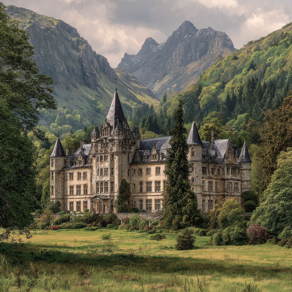 Grosses Ornate Schloss In Einer Idyllischen Landlandschaft | Sport und Bewegung | Themen und Hobbys