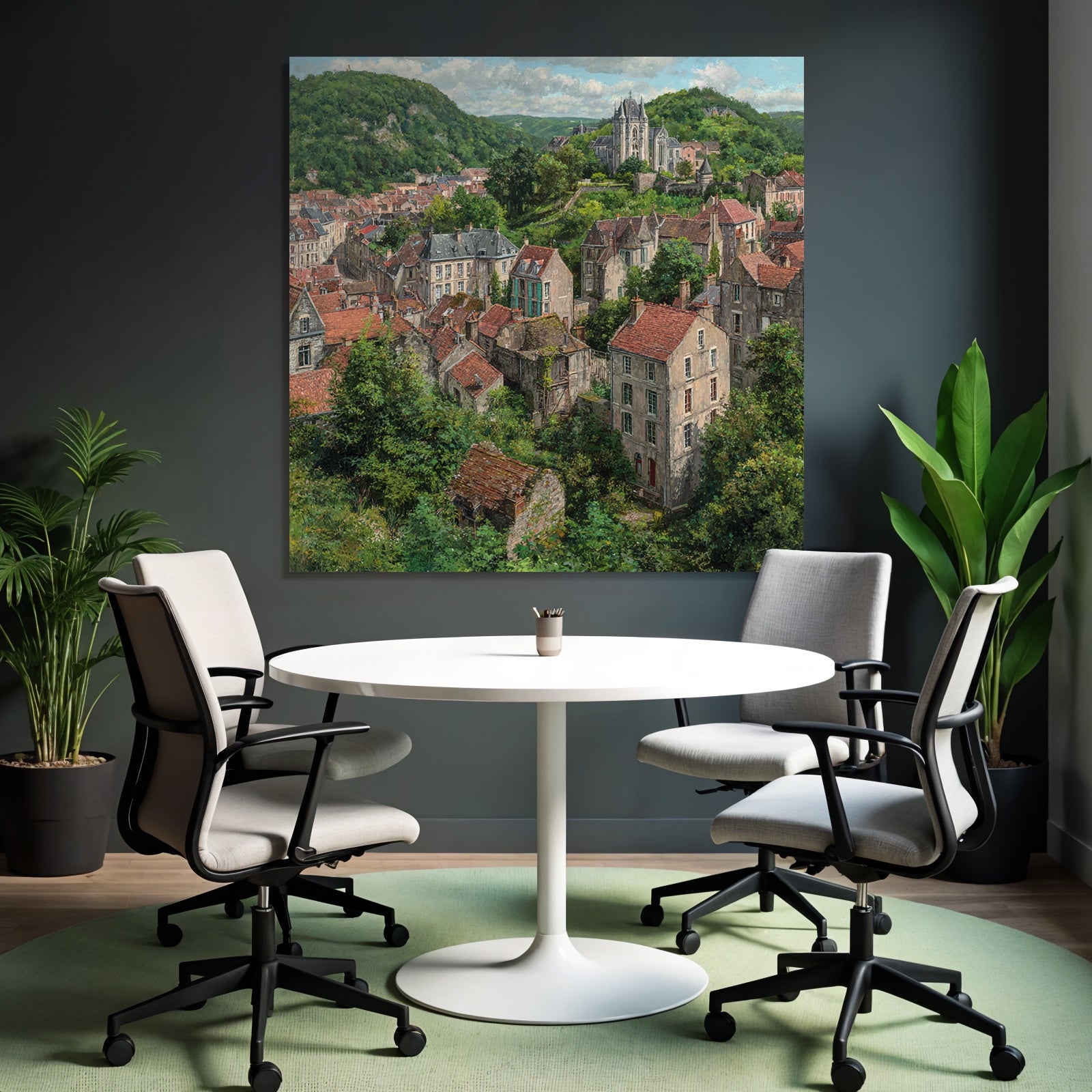 Malerei Szenen Von Einem Städtchen Im Grünen Landscape