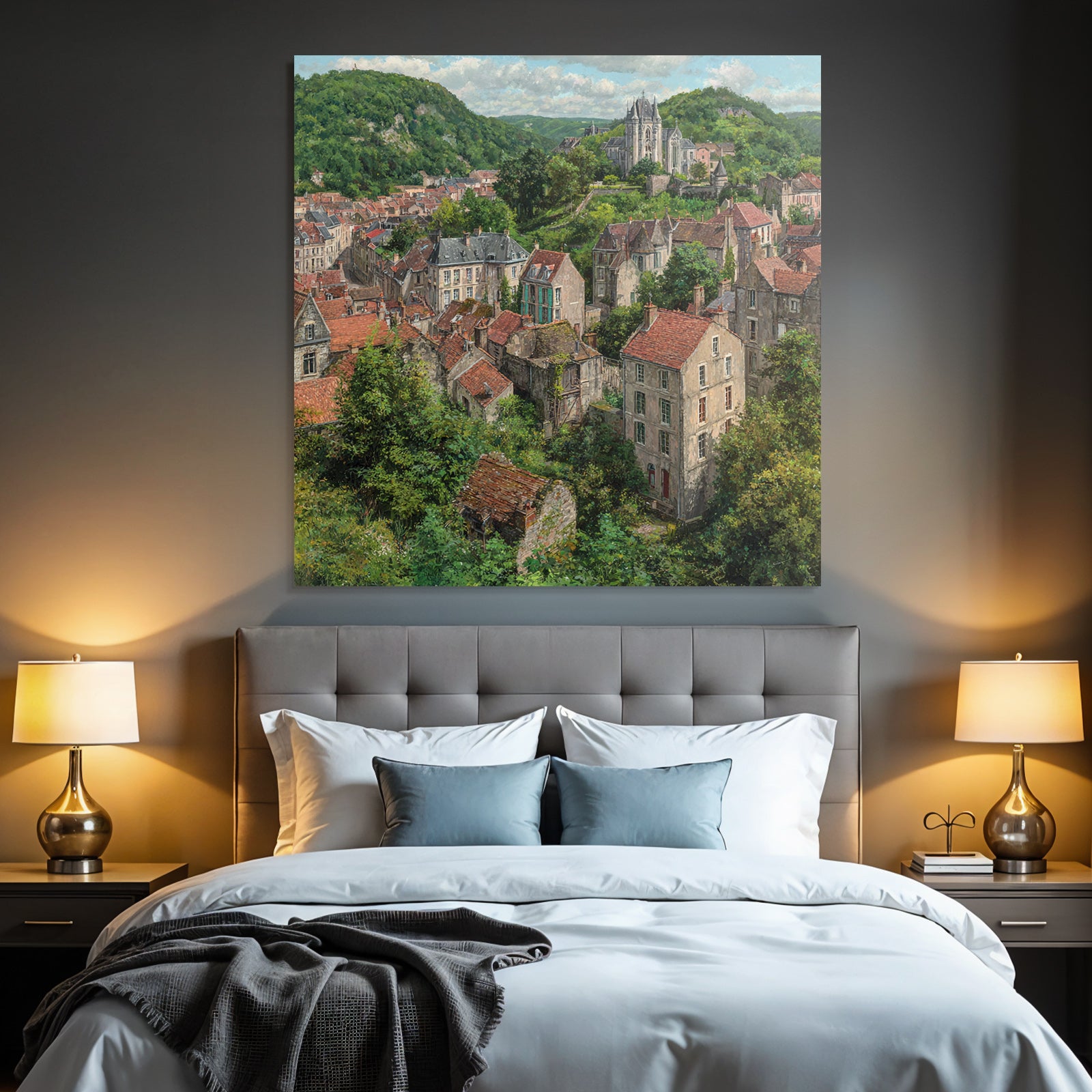 Malerei Szenen Von Einem Städtchen Im Grünen Landscape