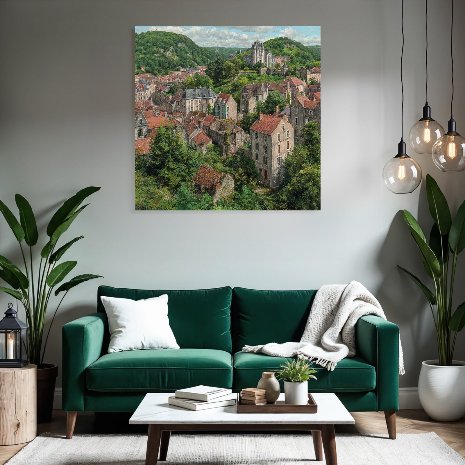 Malerei Szenen Von Einem Städtchen Im Grünen Landscape
