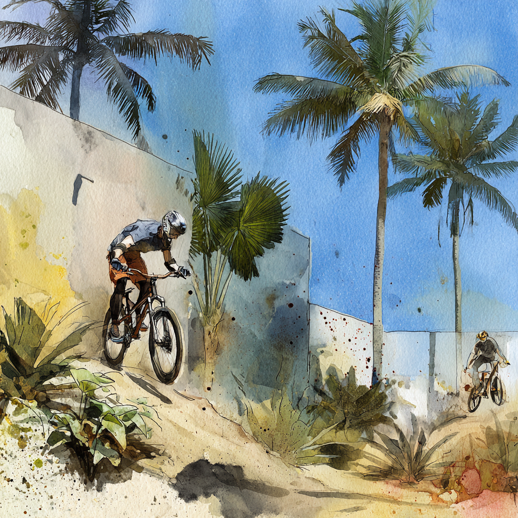 Mountainbiker Abenteür In Tropischem Gebiet | Sport und Bewegung | Themen und Hobbys