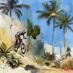 Mountainbiker Abenteür In Tropischem Gebiet | Sport und Bewegung | Themen und Hobbys
