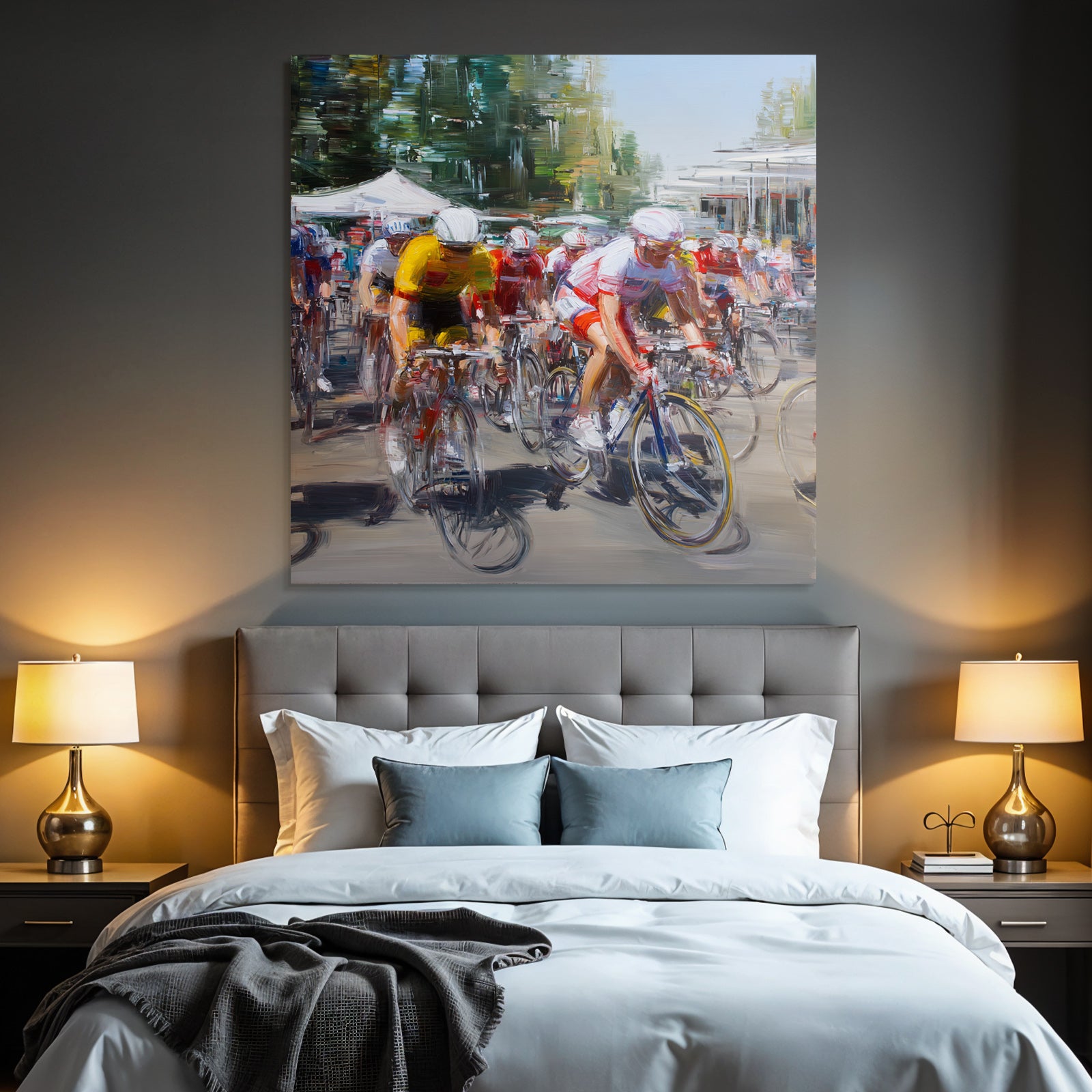 Radsportveranstaltung Bunte Trikots Impressionistische Darstellung