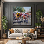 Radsportveranstaltung Bunte Trikots Impressionistische Darstellung