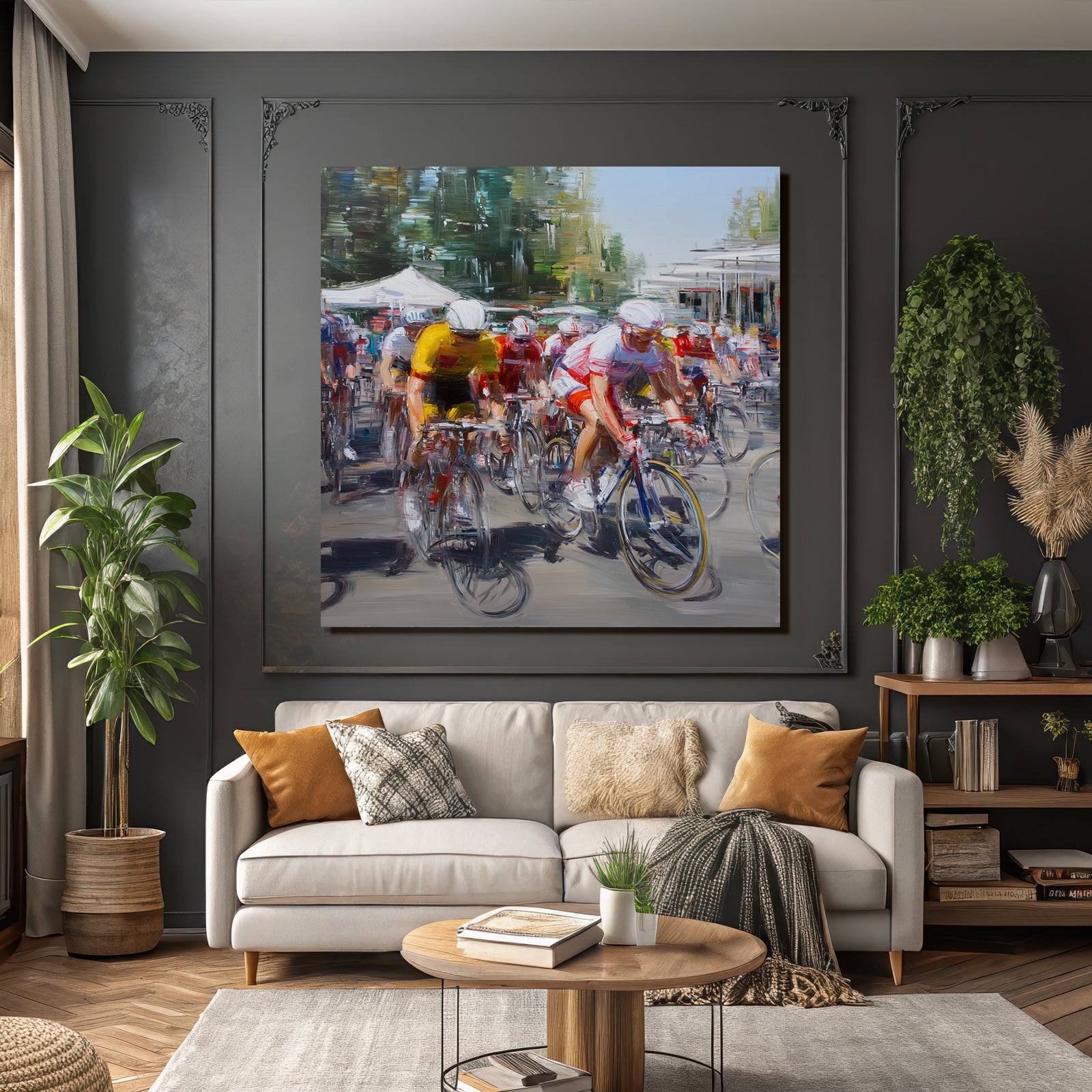 Radsportveranstaltung Bunte Trikots Impressionistische Darstellung