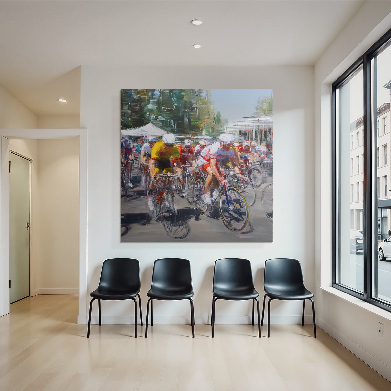 Radsportveranstaltung Bunte Trikots Impressionistische Darstellung