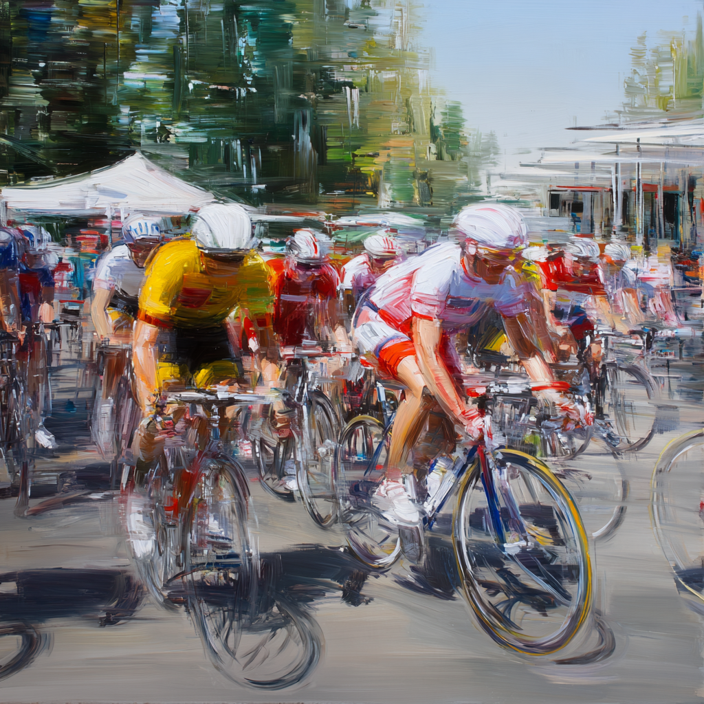 Radsportveranstaltung Bunte Trikots Impressionistische Darstellung | Sport und Bewegung | Themen und Hobbys