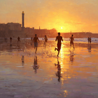 Sonnenuntergang Am Strand Laeufer Im Horizont | Sport und Bewegung | Themen und Hobbys
