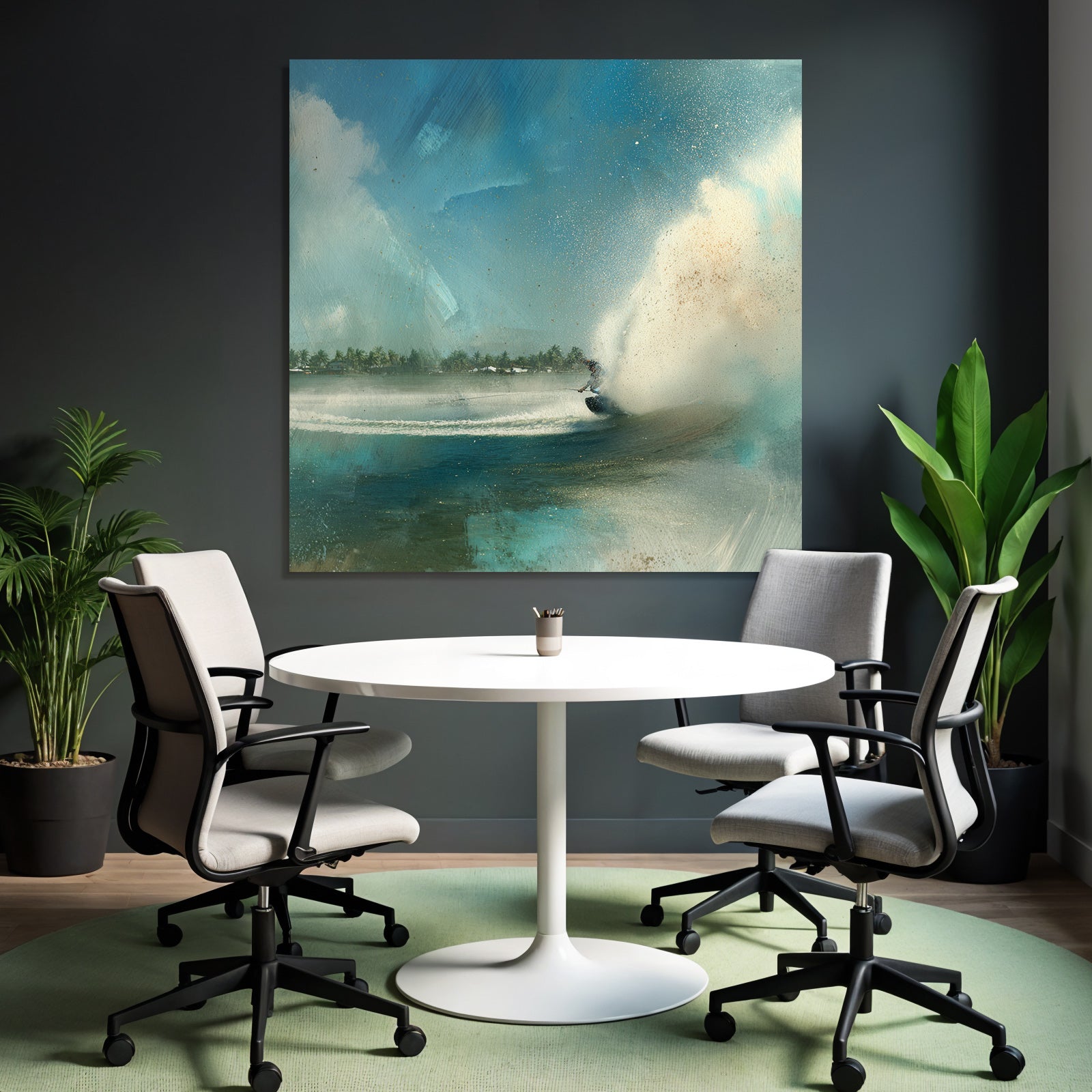 Surfen Im Meer Mit Wasser Spray Impressionistische Stil