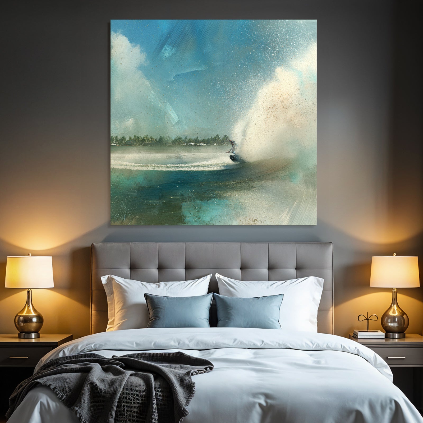 Surfen Im Meer Mit Wasser Spray Impressionistische Stil