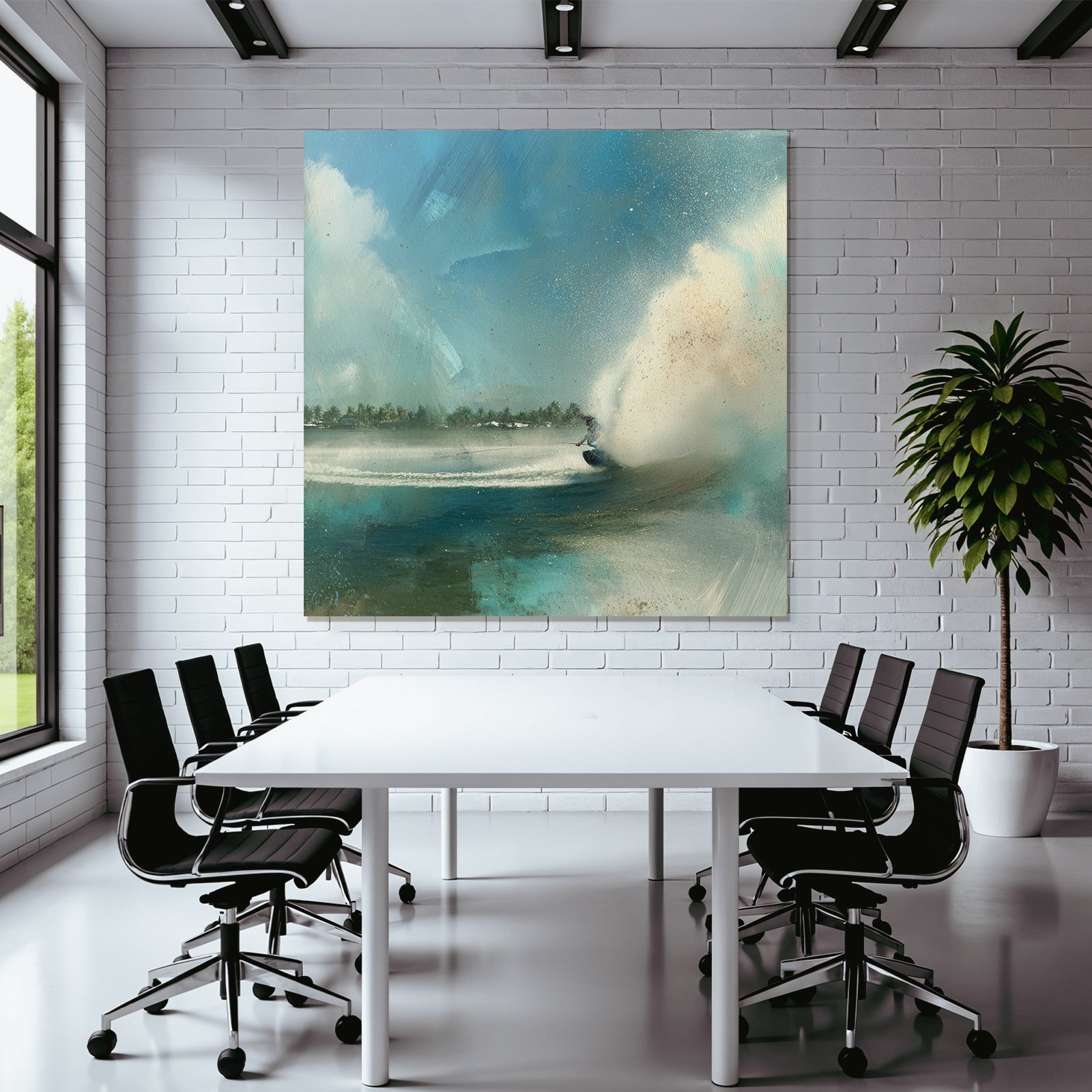 Surfen Im Meer Mit Wasser Spray Impressionistische Stil