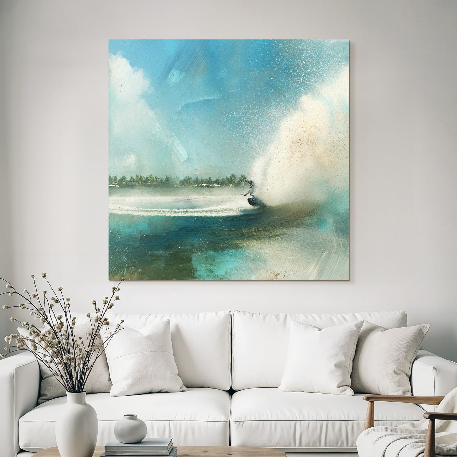 Surfen Im Meer Mit Wasser Spray Impressionistische Stil