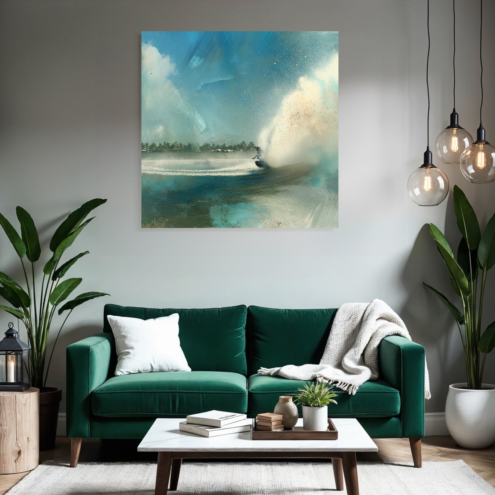 Surfen Im Meer Mit Wasser Spray Impressionistische Stil