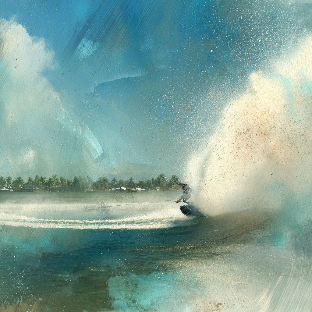 Surfen Im Meer Mit Wasser Spray Impressionistische Stil | Sport und Bewegung | Themen und Hobbys
