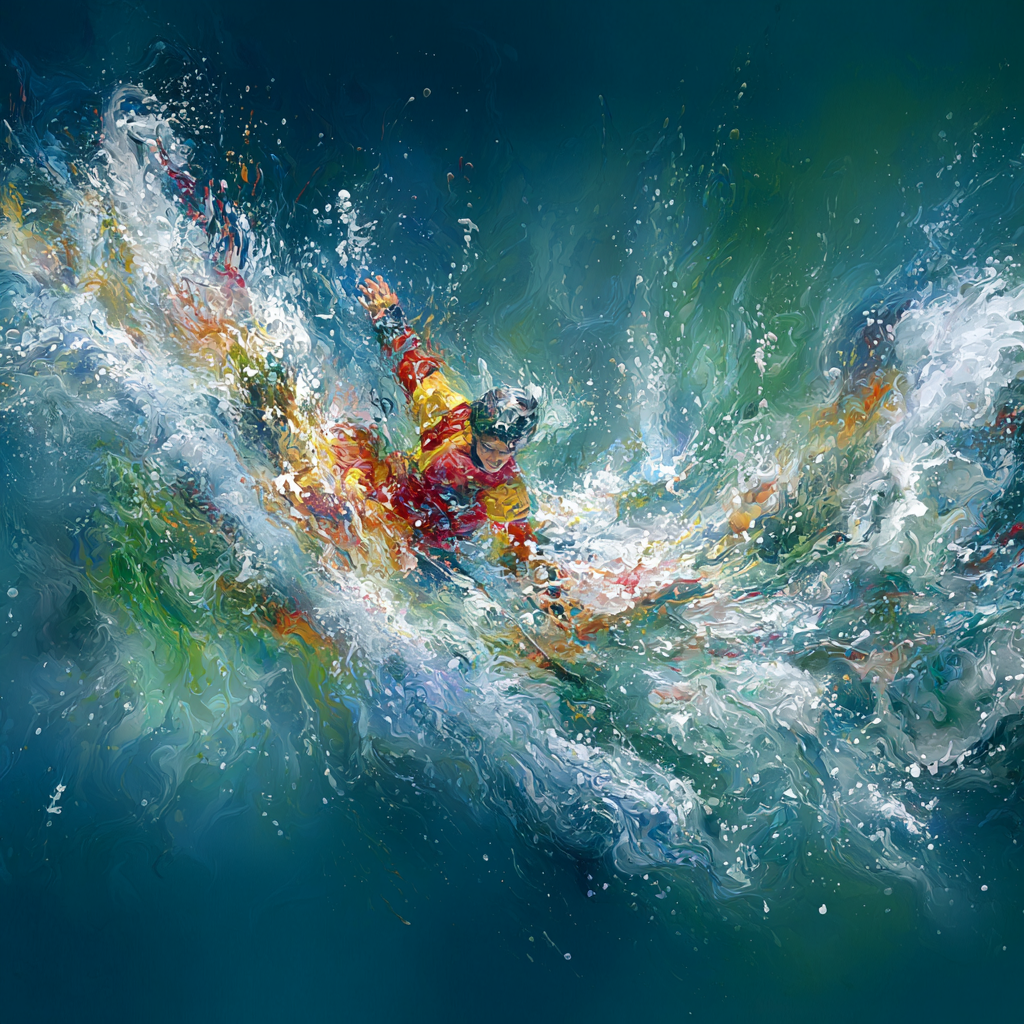Surfen Wassersport Kreative Darstellung Vibrante Farben Dynamische Bewegung | Sport und Bewegung | Themen und Hobbys
