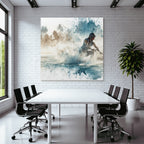 Wassersportler Auf Dem Wasser Mit Palmen Hintergrund Aquarell Stil