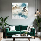 Wassersportler Auf Dem Wasser Mit Palmen Hintergrund Aquarell Stil