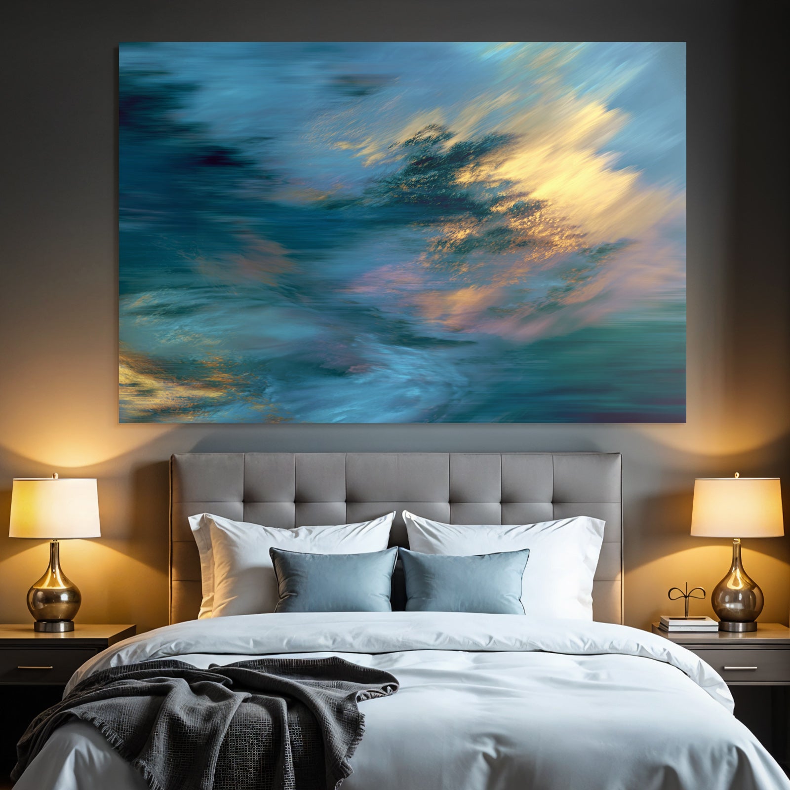 Abstrakte Repräsentation Swirling Farben Blau Teal Gold Rosa
