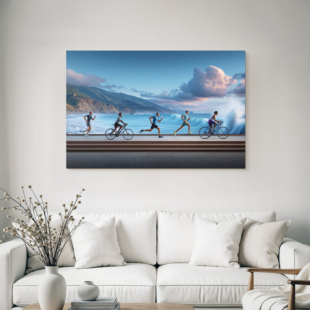 Aktive Lebensweise Küstenlandschaft Runners Radfahrer Meer Himmel
