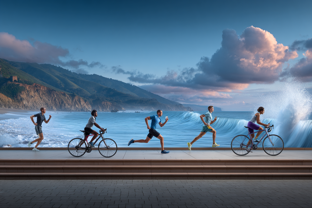 Aktive Lebensweise Küstenlandschaft Runners Radfahrer Meer Himmel | Sport und Bewegung | Themen und Hobbys