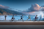 Aktive Lebensweise Küstenlandschaft Runners Radfahrer Meer Himmel | Sport und Bewegung | Themen und Hobbys