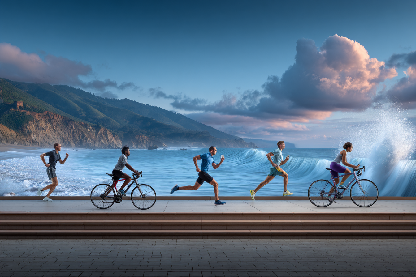 Aktive Lebensweise Küstenlandschaft Runners Radfahrer Meer Himmel | Sport und Bewegung | Themen und Hobbys