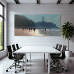 Beach Scene Mit Leuten Und Leuchtturm An Einem Sonnigen Tag