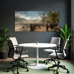 Belebtes Strand Event Mit Hazy Effekt Sonniger Tag