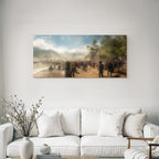 Belebtes Strand Event Mit Hazy Effekt Sonniger Tag