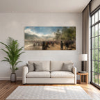 Belebtes Strand Event Mit Hazy Effekt Sonniger Tag