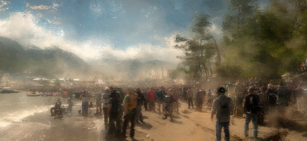 Belebtes Strand Event Mit Hazy Effekt Sonniger Tag | Sport und Bewegung | Themen und Hobbys