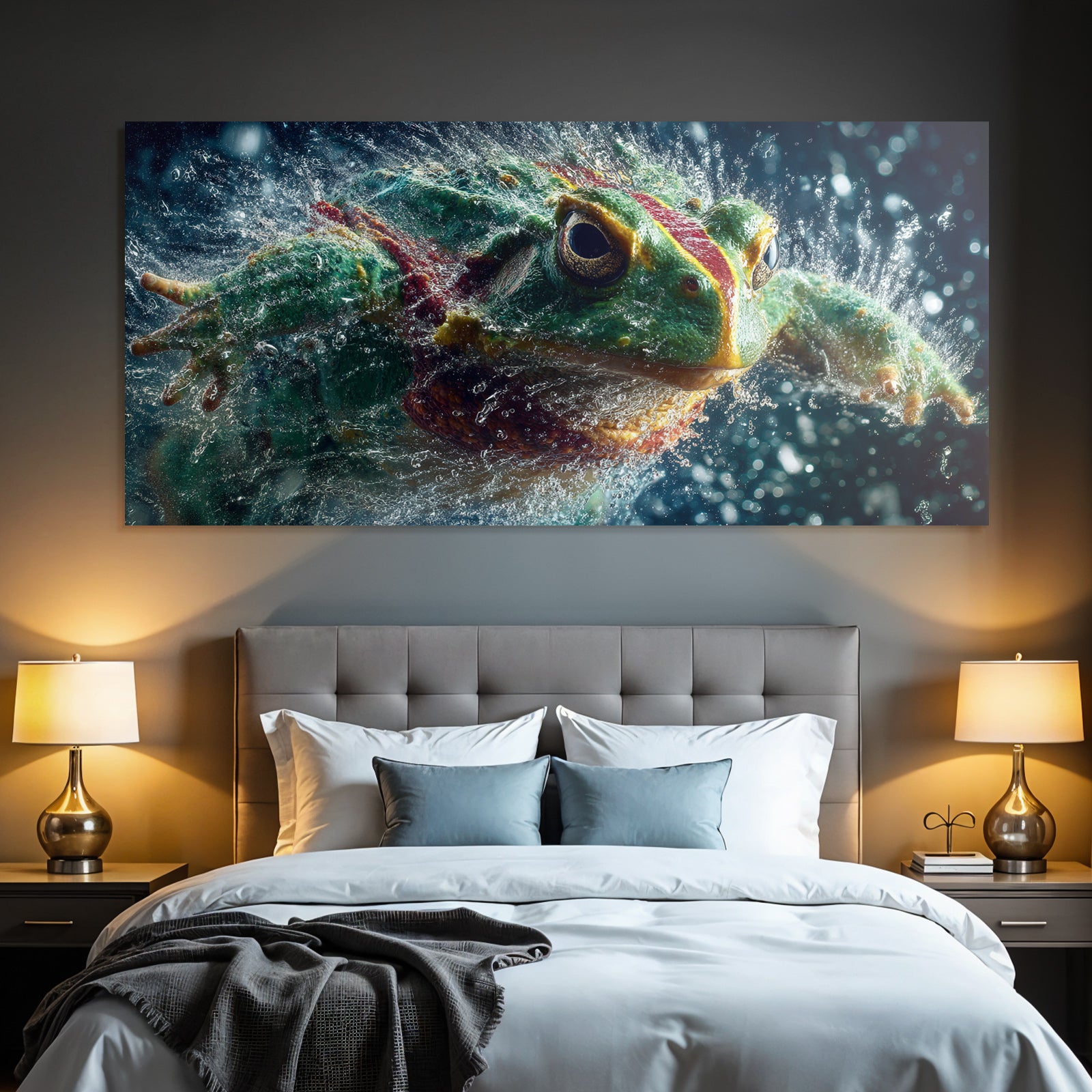 Bunte Frog Splashing Im Wasser