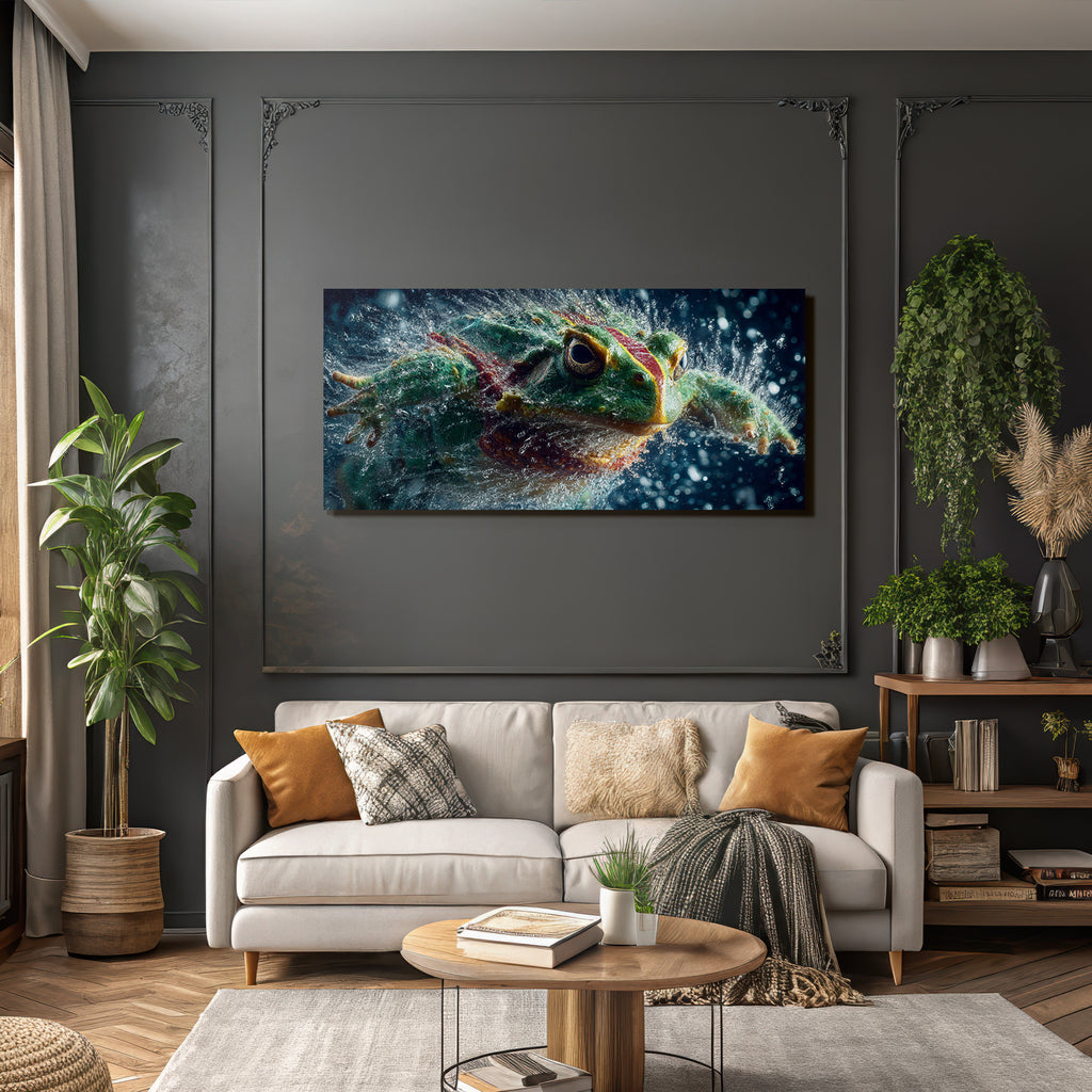 Bunte Frog Splashing Im Wasser
