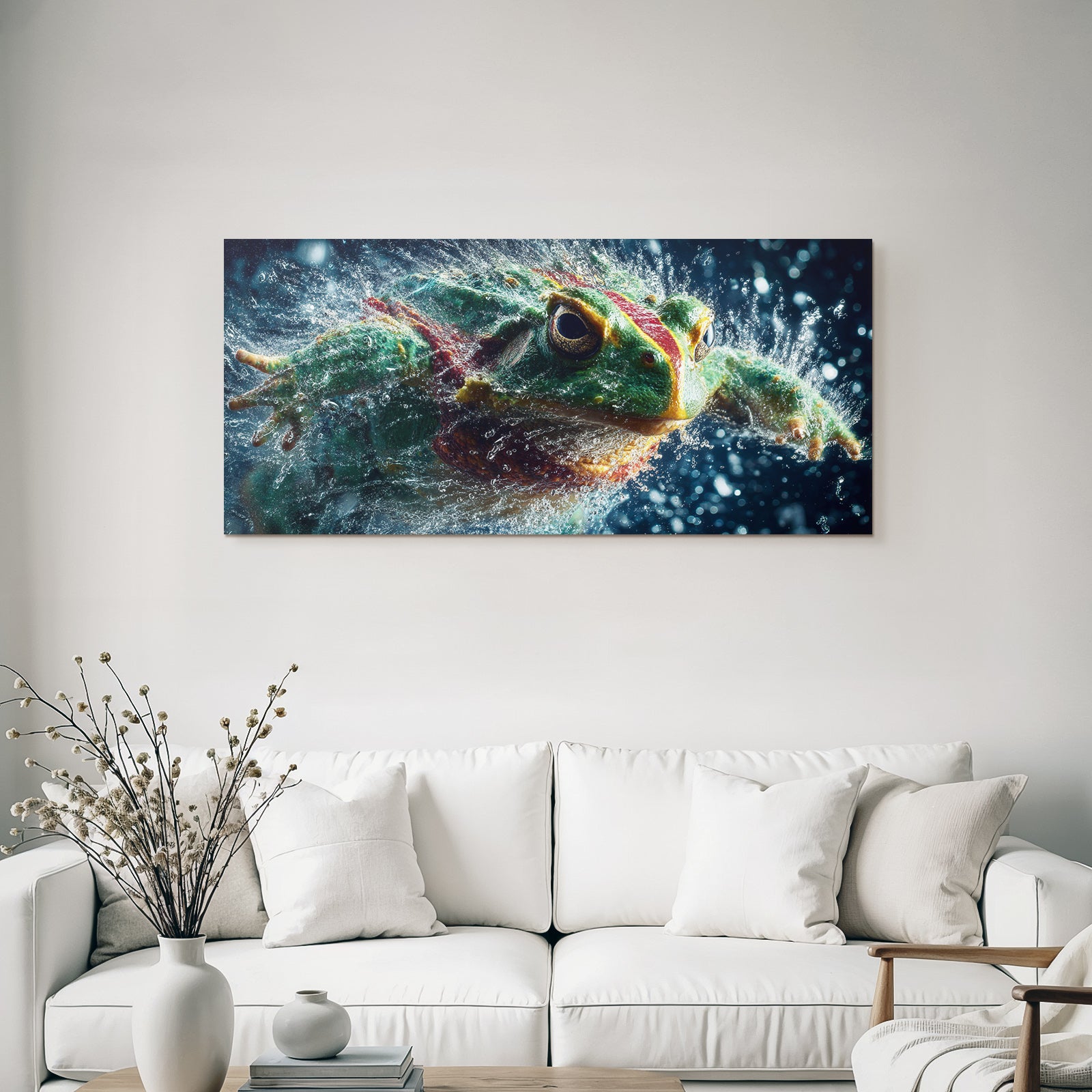 Bunte Frog Splashing Im Wasser