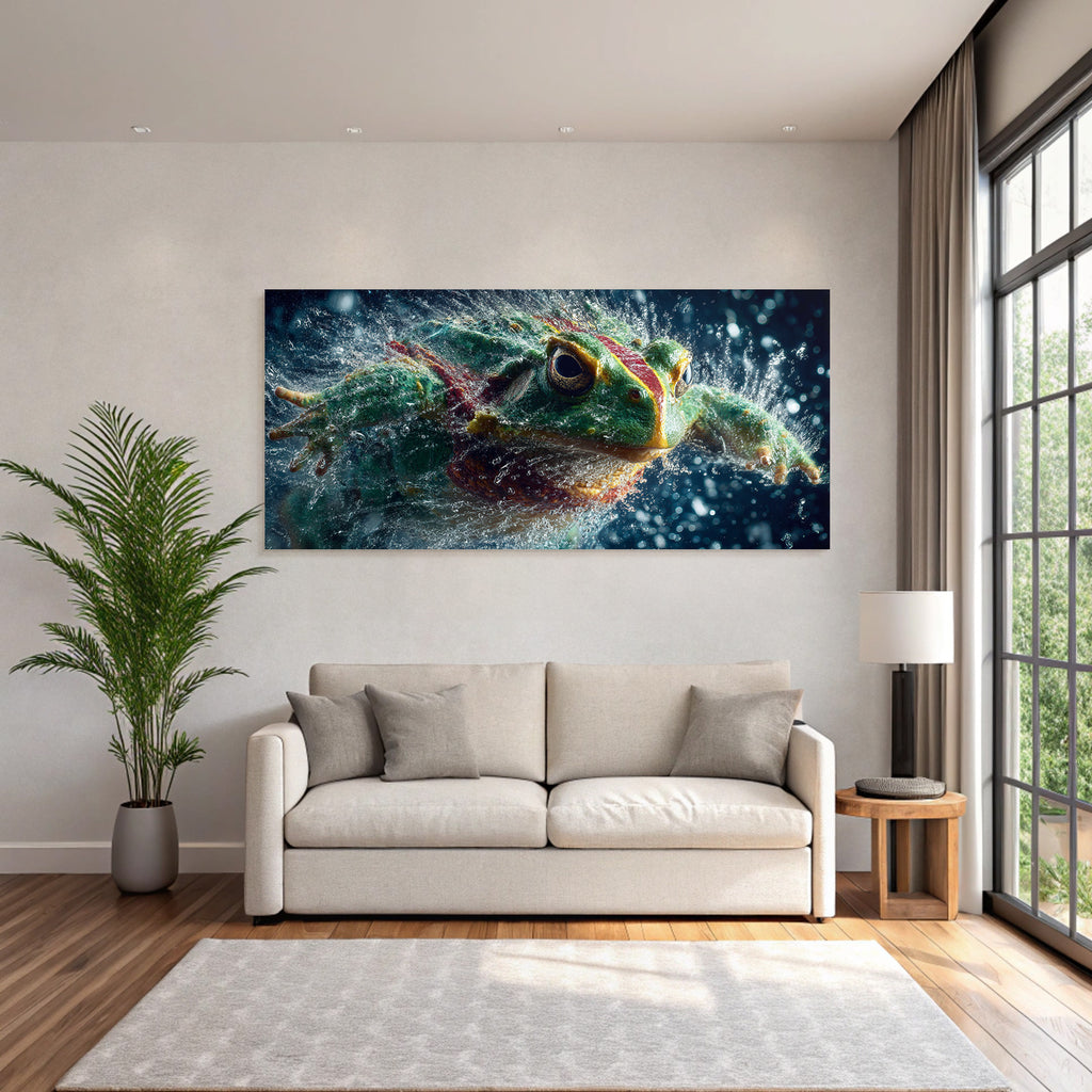 Bunte Frog Splashing Im Wasser